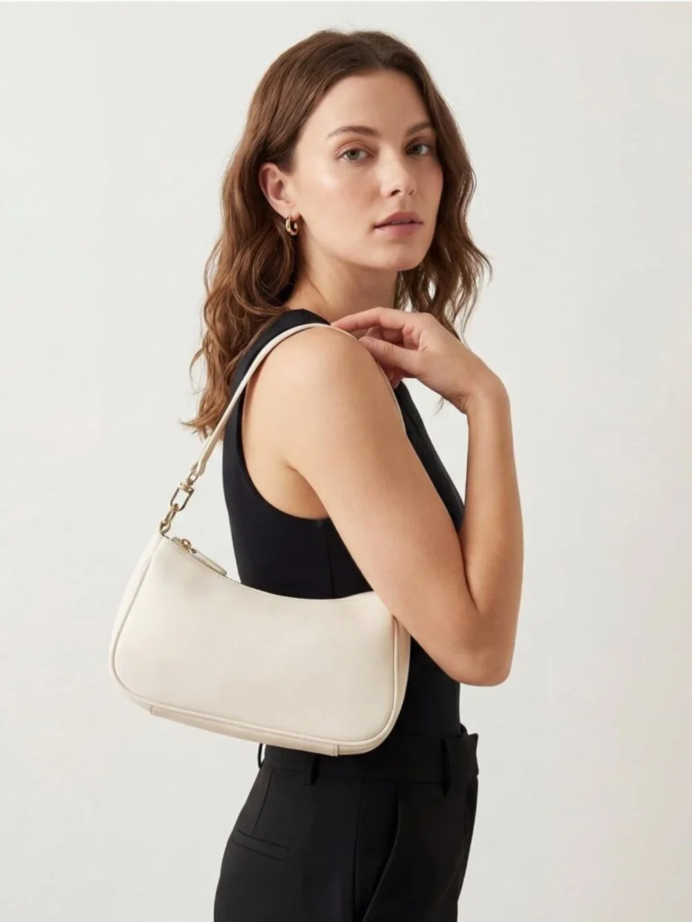 Stylish Clutch Tote Handbag with Removable Straps & Zipper Closure - Versatile